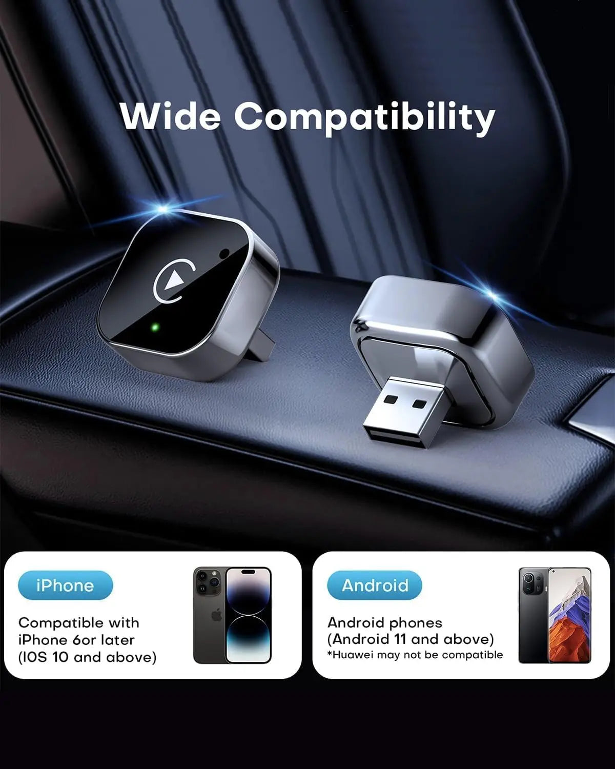 Adaptador Inalámbrico CarPlay & Android Auto