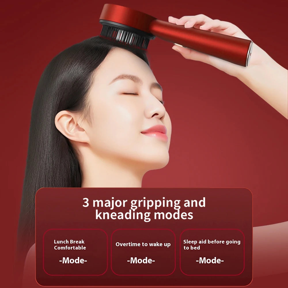 Peine Masajeador Eléctrico con Vibración y Terapia de Luz Roja para el Cabello