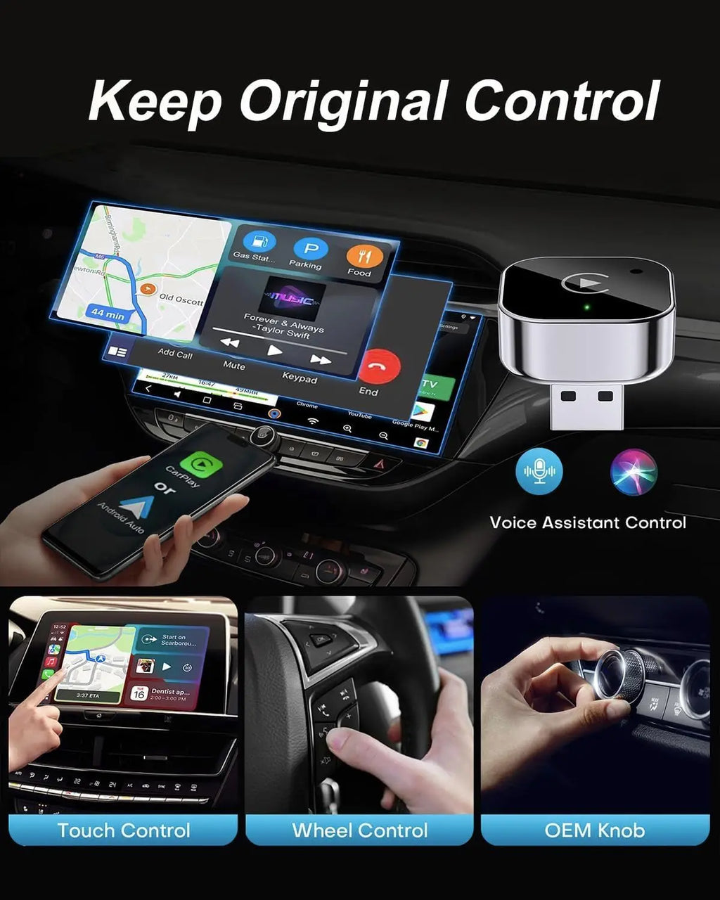 Adaptador Inalámbrico CarPlay & Android Auto