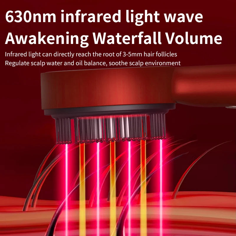 Peine Masajeador Eléctrico con Vibración y Terapia de Luz Roja para el Cabello
