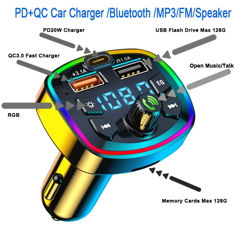 Transmisor FM Bluetooth 5.0 para Coche